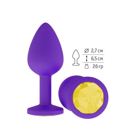 Анальная втулка Purple Small с желтым кристаллом