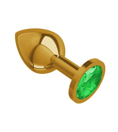 Анальная втулка Gold Medium с зеленым кристаллом