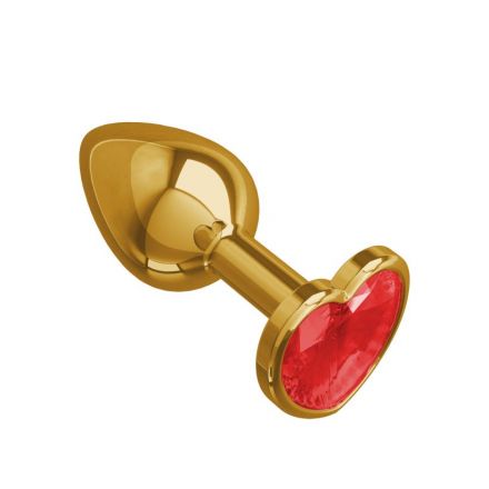Анальная втулка Gold Small Heart с красным кристаллом