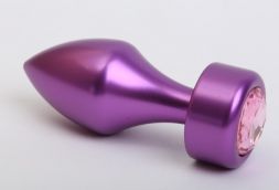 Конусная анальная пробка Purple Small с розовым стразом