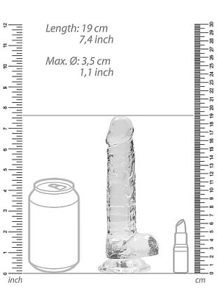 Прозрачный фаллоимитатор Realrock Crystal Clear 19 см
