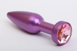 Конусная анальная пробка Purple Large с розовым стразом