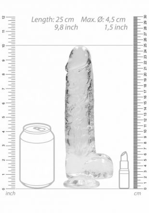 Прозрачный фаллоимитатор Realrock Crystal Clear 25 см